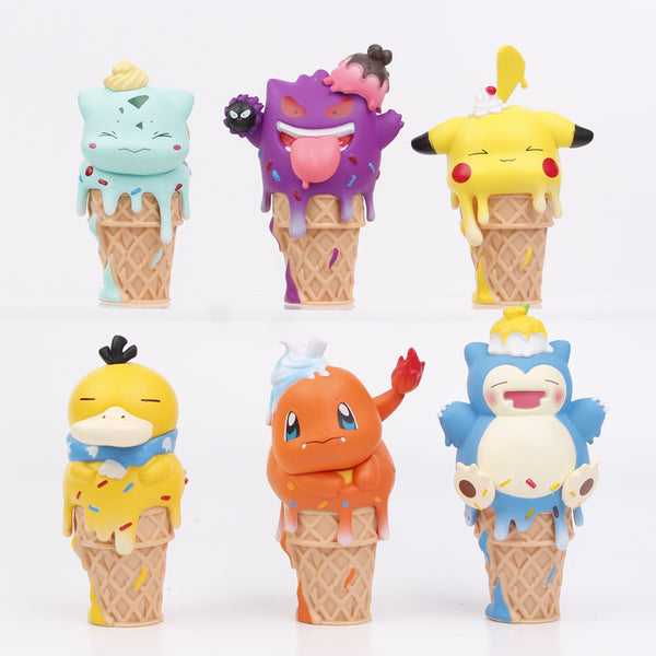 Anime Pokemon Ice Cream Action Figure Model Mini Toy 6pcs