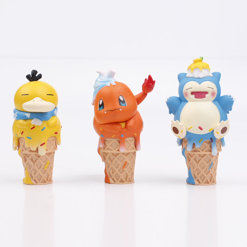 Anime Pokemon Ice Cream Action Figure Model Mini Toy 6pcs