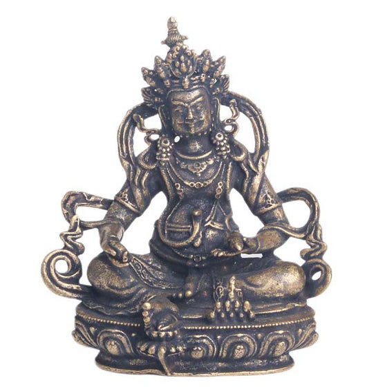 Buddhist Deity Jambhala Yellow Himalayan Art Copper Statue