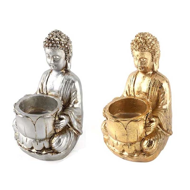 Buddhist Statue Candle Holder Home Bedroom Ornament 14cm