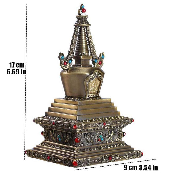 Copper Tibetan Buddhist Stupa Altars Indoor Desktop Decorative 17cm
