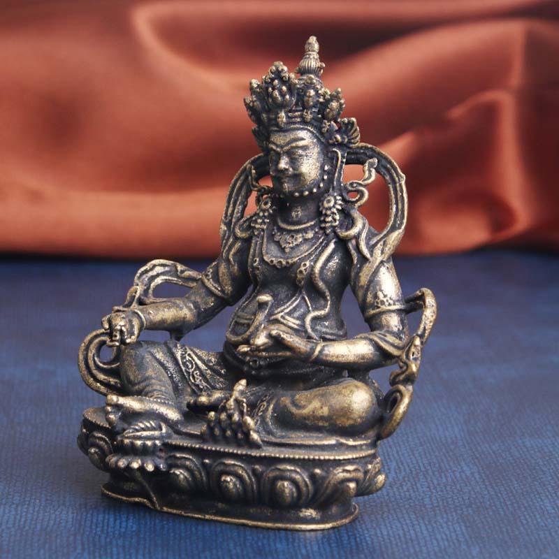 Buddhist Deity Jambhala Yellow Himalayan Art Copper Statue