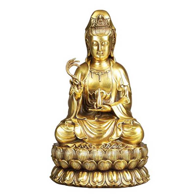 Tibetan Buddhist Bodhisattva Avalokiteshvara Statue Sitting on Lotus