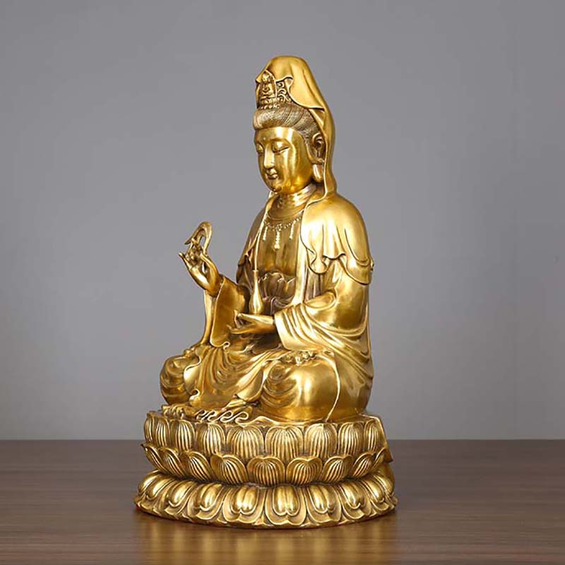 Tibetan Buddhist Bodhisattva Avalokiteshvara Statue Sitting on Lotus