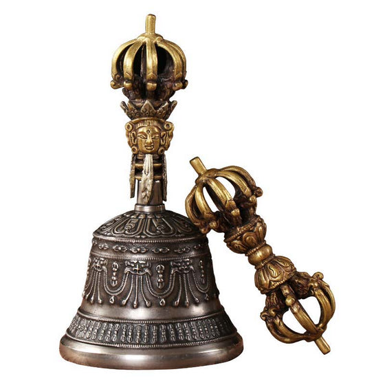 Tibetan Buddhist Jiugu Diamond Bell- Made in Nepal in Brass