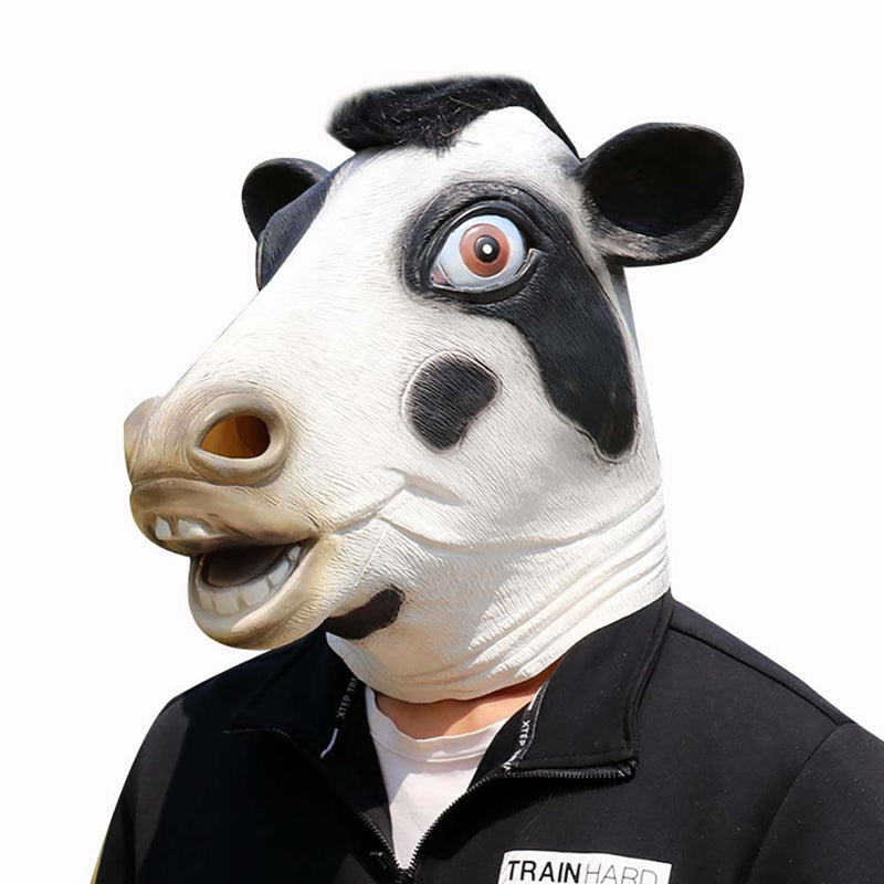 Animal Black Cow Face Mask Halloween Full Head Cosplay Prop