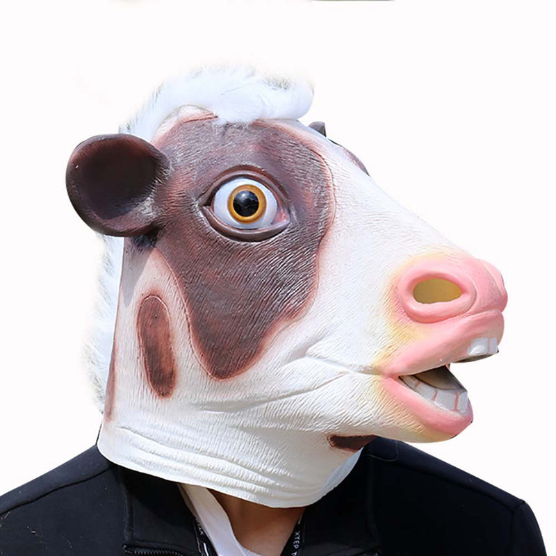 Animal Pink Cow Face Mask Halloween Full Head Cosplay Prop