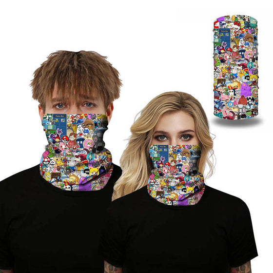 Anime Comic Printing Outdoors Neck Gaiter Face Cover Multifunctional Mask
