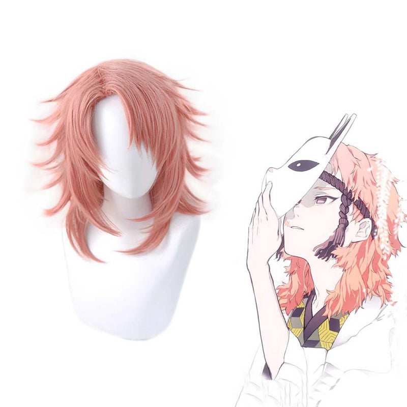 Anime Demon Slayer Kimetsu no Yaiba Sabito Cosplay Pink Wig