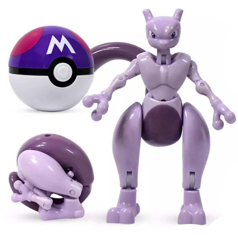 Anime Pokemon Ball Mewtwo Figure Model Handmade Deformation Suit Toys