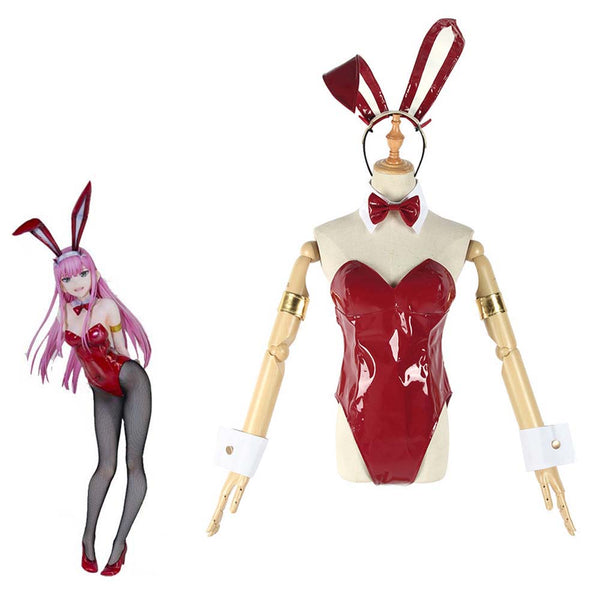 Anime Zero Two Bunny Girl Cosplay Sexy Jumpsuit Leather Suit