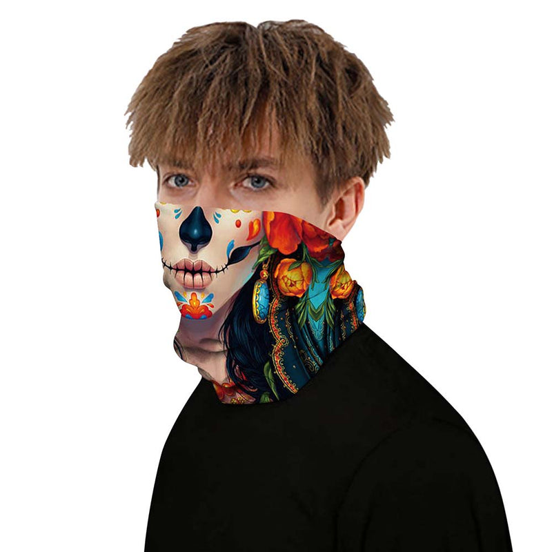 Beauty Skull Printing Outdoors Neck Gaiter Face Cover Multifunctional Mask
