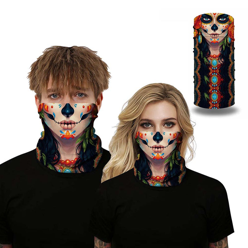Beauty Skull Printing Outdoors Neck Gaiter Face Cover Multifunctional Mask