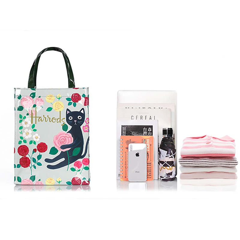 Black Cat Printing PVC Reusable Eco Friendly Shopper Lunch Waterproof Handbag - Toysoff.com