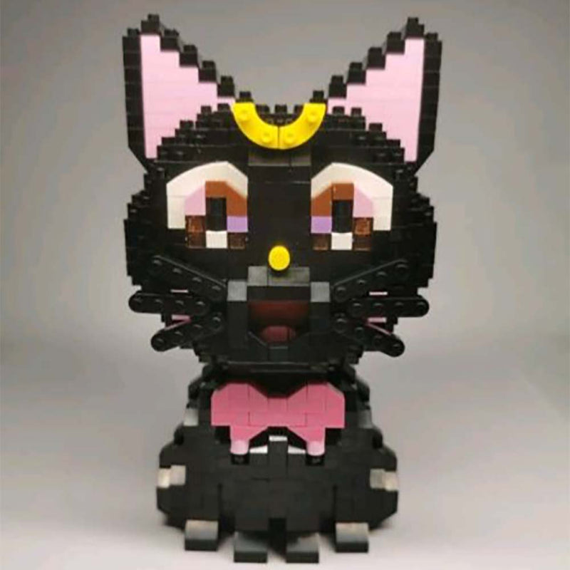 Building Blocks Japan Anime Black Cat Luna Cartoon Model DIY Kids Toy - Toysoff.com