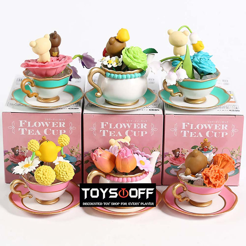 Cartoon Cute Bear Flower Tea Cup Action Figure Toy 6pcs 7cm