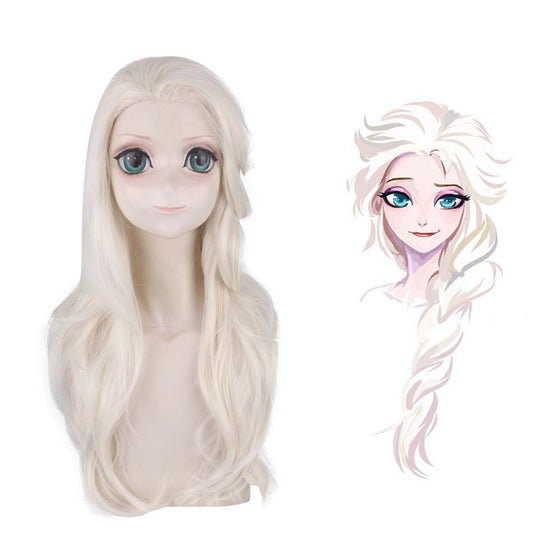 Cartoon Frozen 2 Queen Elsa Cosplay Beauty Sweet Blond Wig