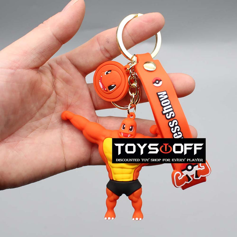 Cartoon Pokemon Muscle Man Mini Model Fashion Keychain Kid Gift