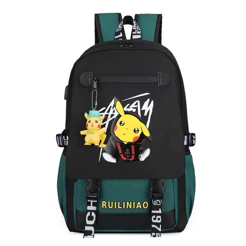 Disney Cartoon Pikachu Charging Computer Multi Function Middle School Students Travel Backpack - Toysoff.com