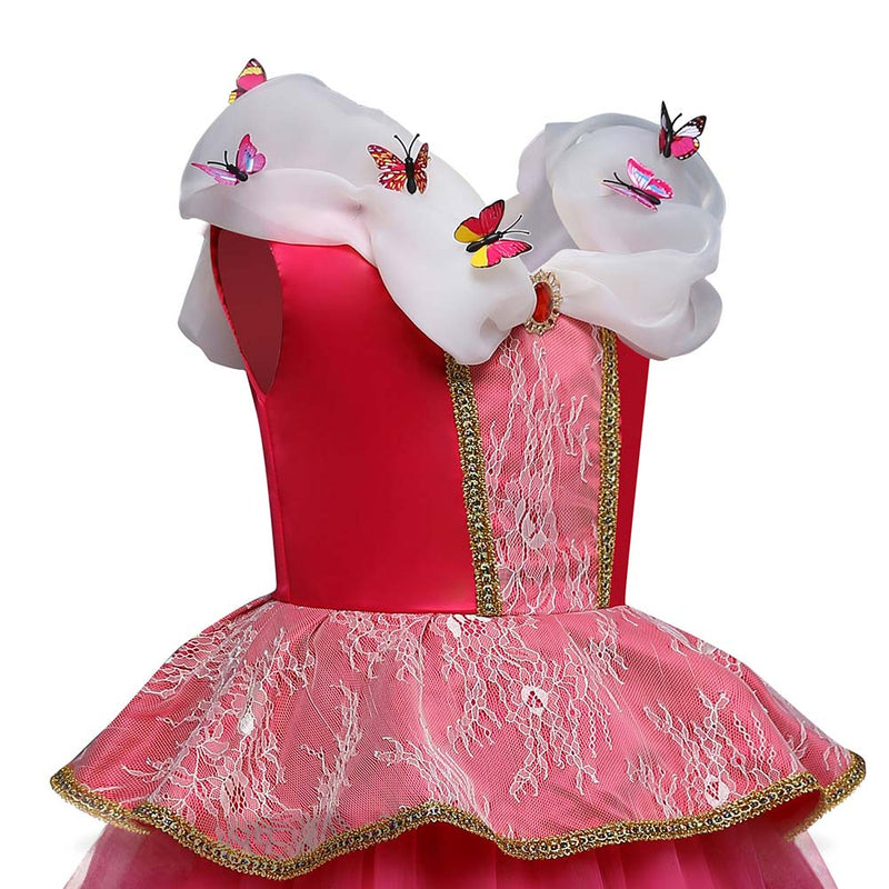 Disney Sleeping Beauty Aurora Princess Dress Children Costume Rose Red