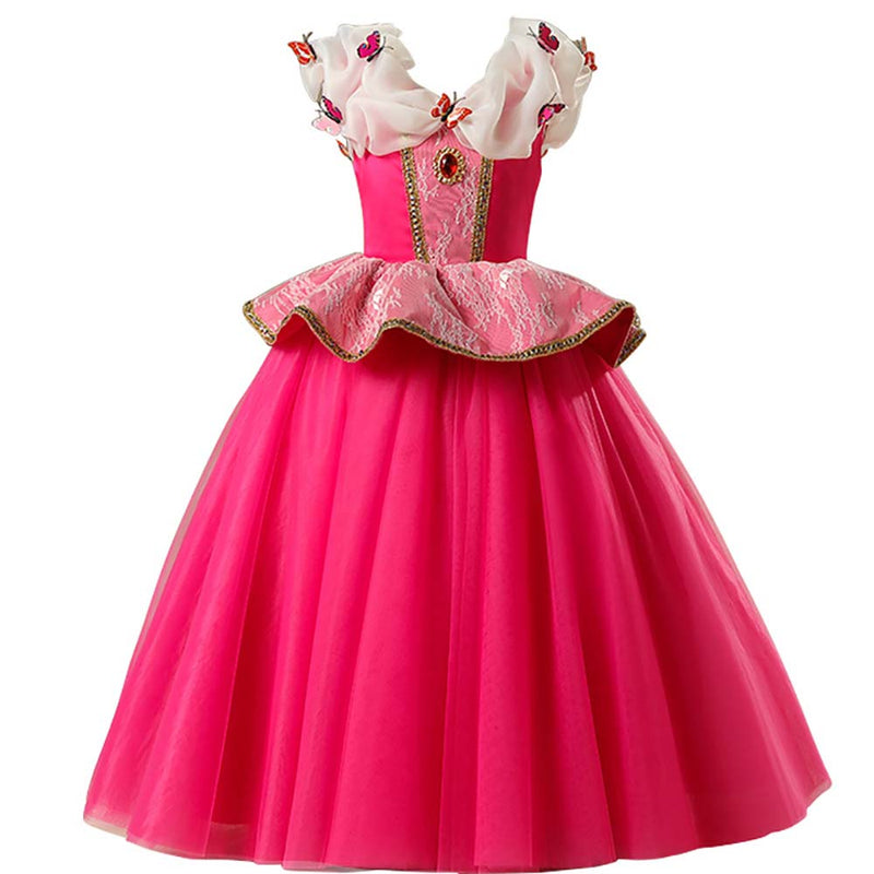 Disney Sleeping Beauty Aurora Princess Dress Children Costume Rose Red