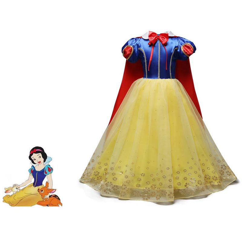 Disney Snow White Princess Dress Children Cosplay Costume Full Set