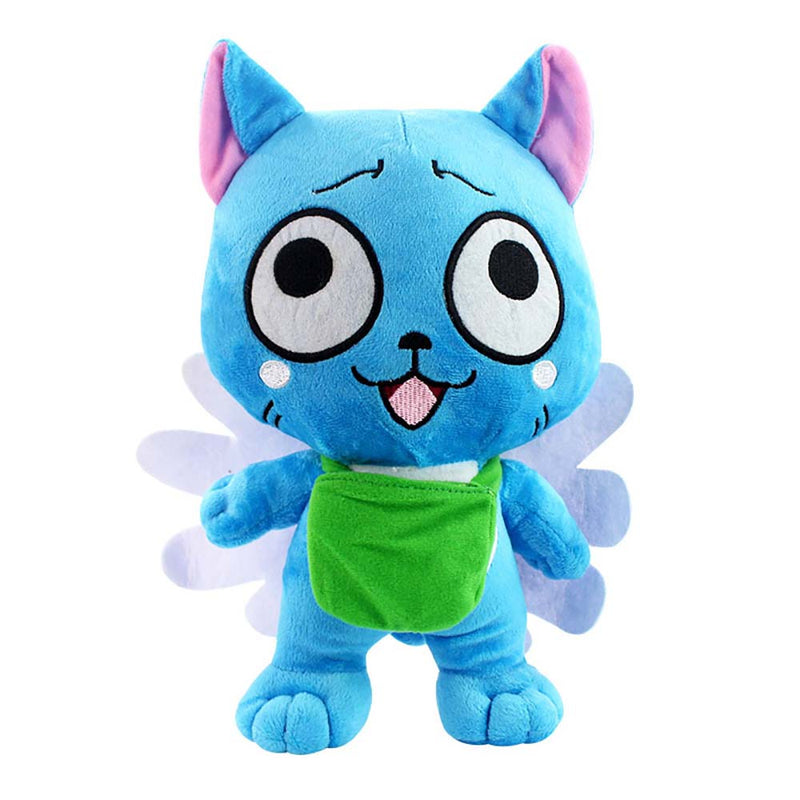Fairy Tail Blue Happy with fish Plush Doll Cartoon Toy 30cm