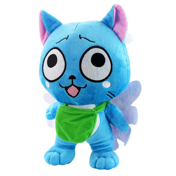 Fairy Tail Blue Happy with fish Plush Doll Cartoon Toy 30cm