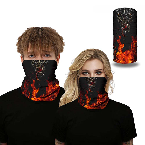 Fiery Dragon Printing Outdoors Neck Gaiter Face Cover Multifunctional Mask