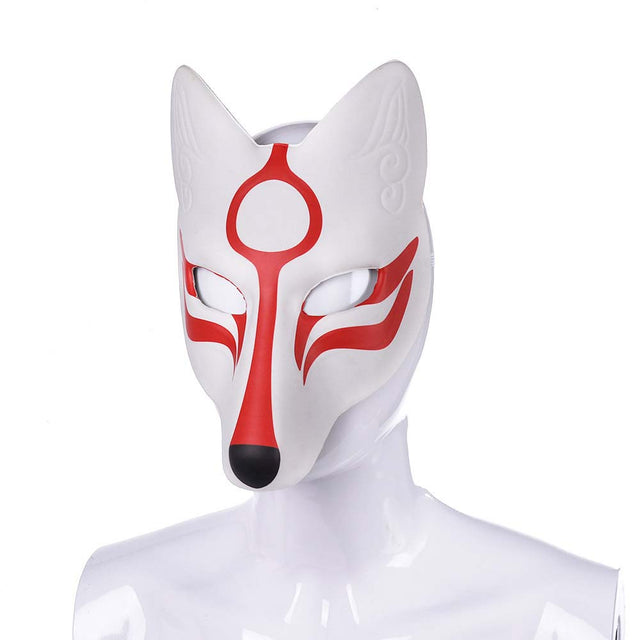 Fox Mask Japanese Style Kabuki Kitsune Halloween Cosplay Prop