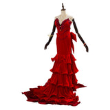 Game Final Fantasy 7 Aerith Gainsborough Sexy Red Dress Cosplay Costume - Toysoff.com
