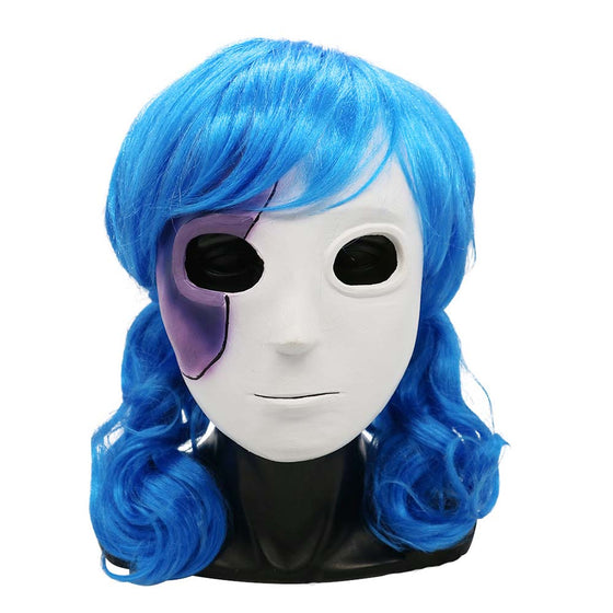 Game Sallyface Mask Halloween Cosplay Head Prop With Blue Wigs