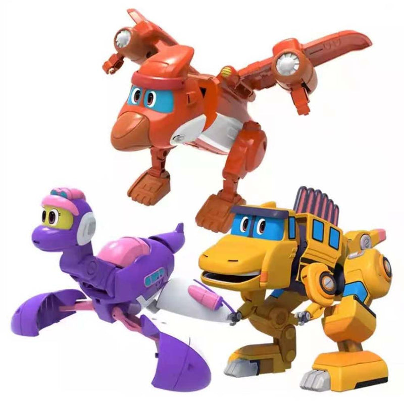 Gogo Dino Action Figure Transformation Bus Airplane Submarine Kids Toy