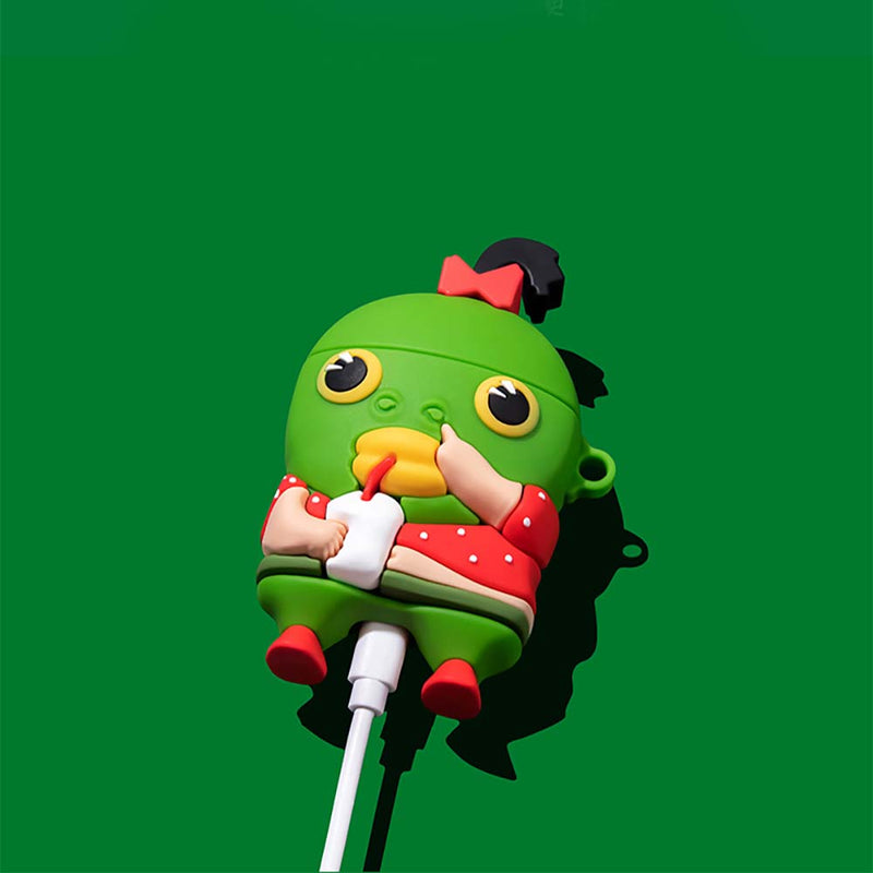 Green Fish Girl Cartoon Apple Airpods Case Fun Gift