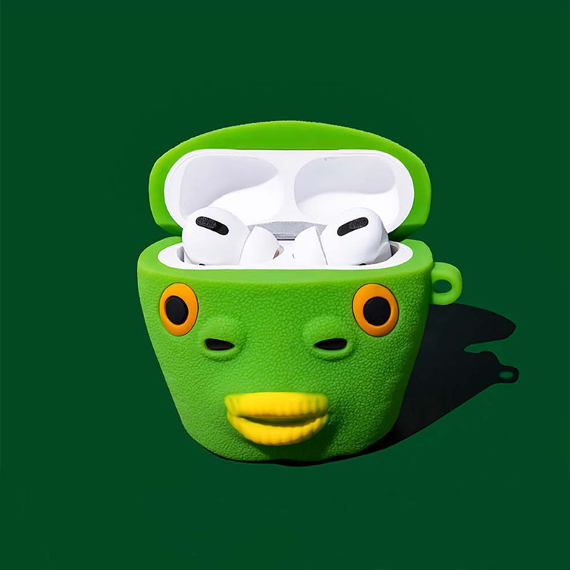 Green Fish Man Cartoon Apple Airpods Case Fun Gift