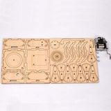 Hand Crank Mechanical Retro Phonograph Model Music Box Wooden Puzzle DIY Assembled Toy - Toysoff.com