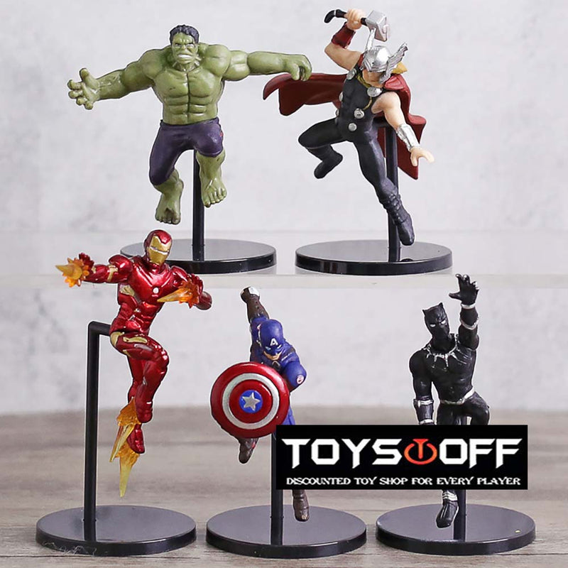 Iron Man Hulk Captain America Thor Black Panther Action Figure 5pcs