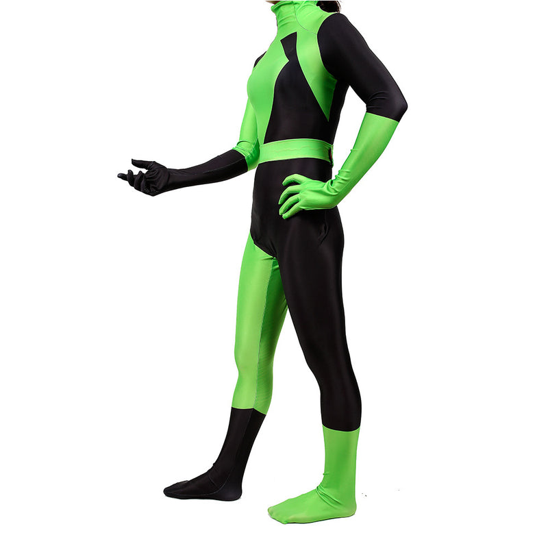 Kim Possible Shego Cosplay Costume Green Jumpsuit Outfits Suit