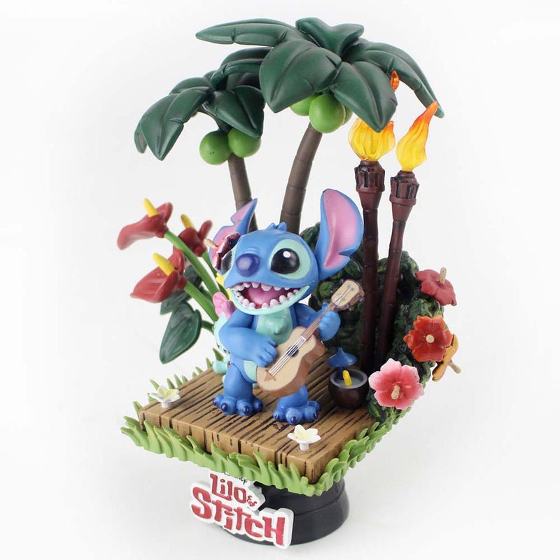 Lilo Scrump Stitch Playing Guitar Model With Base Action Figure 15cm