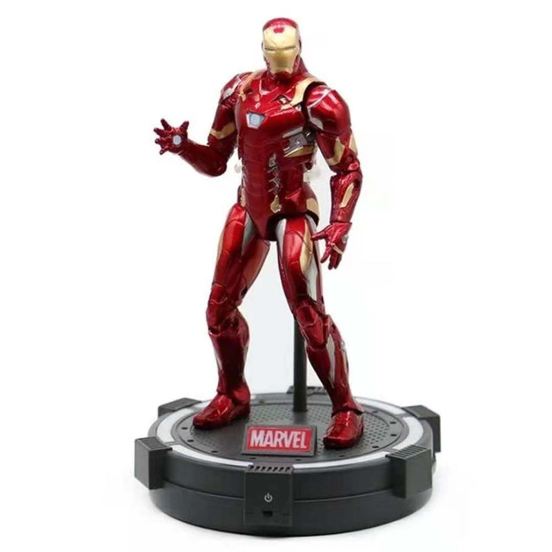 Marvel Civil War Iron Man Action Figure With Luminous Base Toy 18cm