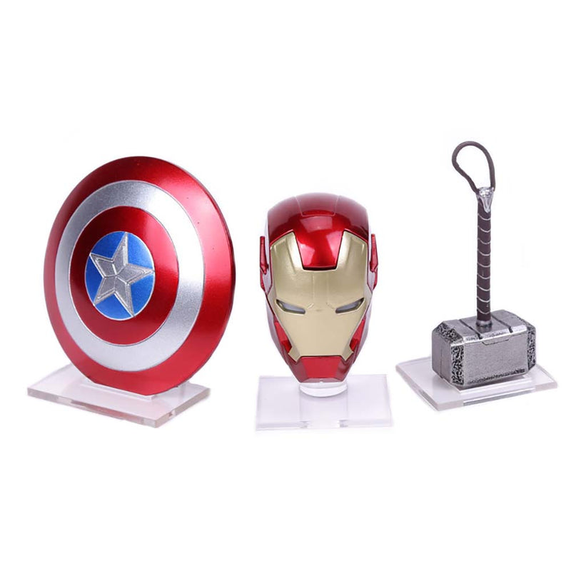 Marvel Helmet Shield Thor Hammer With Acrylic Base Action Figure 3pcs