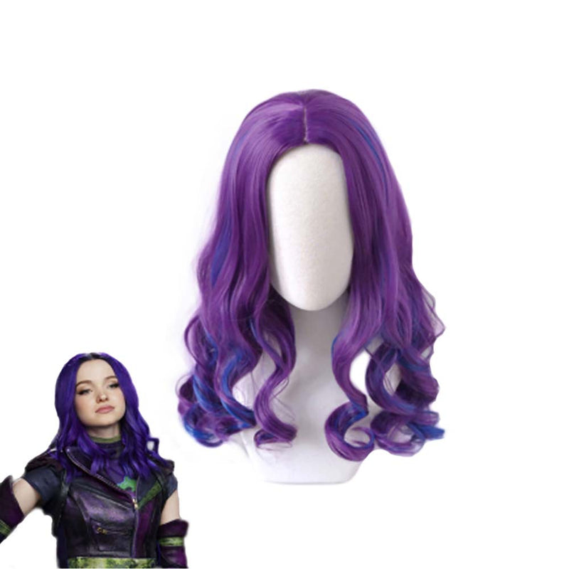 Movie Descendants 3 Mal Cosplay Wig Fashion Purple Curly Hair