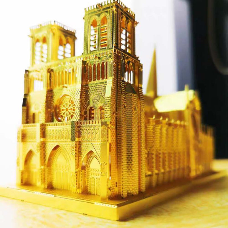 Noire Dame Cathedral Paris Golden 3D Model Metal Puzzle DIY Assembled Toy Decorations - Toysoff.com