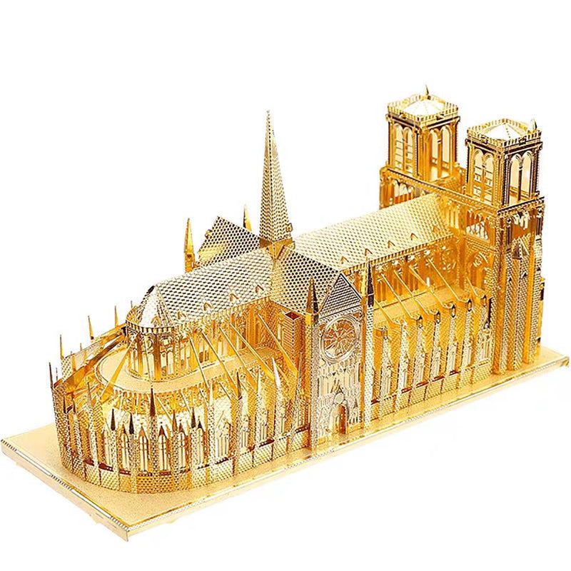 Noire Dame Cathedral Paris Golden 3D Model Metal Puzzle DIY Assembled Toy Decorations - Toysoff.com