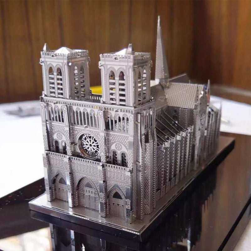 Noire Dame Cathedral Paris Silvery 3D Model Metal Puzzle DIY Assembled Toy Decorations - Toysoff.com