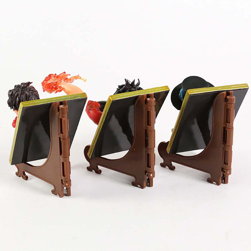 One Piece Luffy Ace Sabo Photo Frame Action Figure Toy 3pcs 10cm