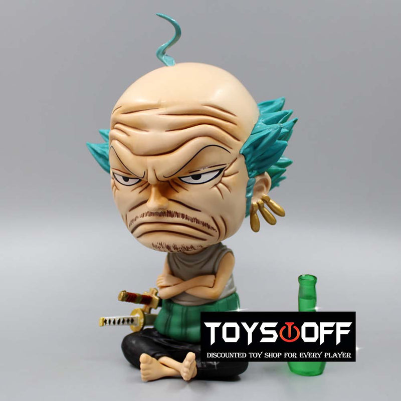 One Piece Old Man Winebottle Sitting Ver Zoro Action Figure Toy 14cm
