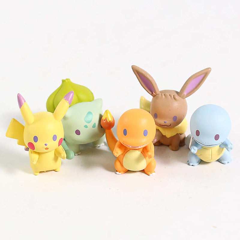 Pokemon March Line Up Pikachu Eevee Bulbasaur Charmander Squirtle Action Figure 5pcs