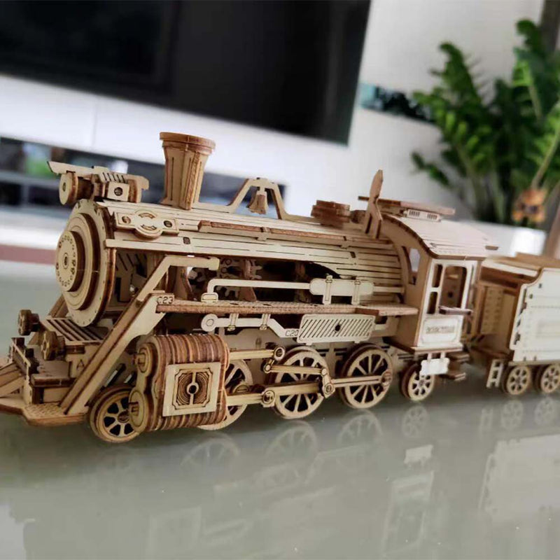 Steam Train Model DIY 3D Wooden Puzzle Building Kits Assembly Toy - Toysoff.com