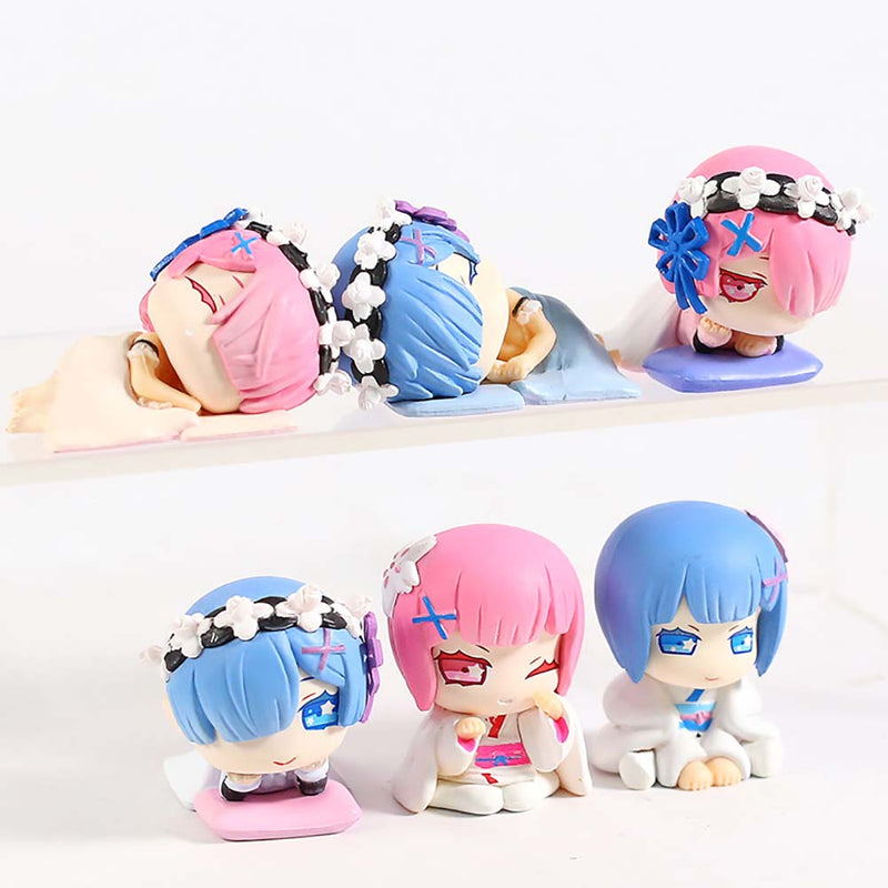 ReLife In A Different World From Zero Rem Ram Action Figure 6pcs 4cm
